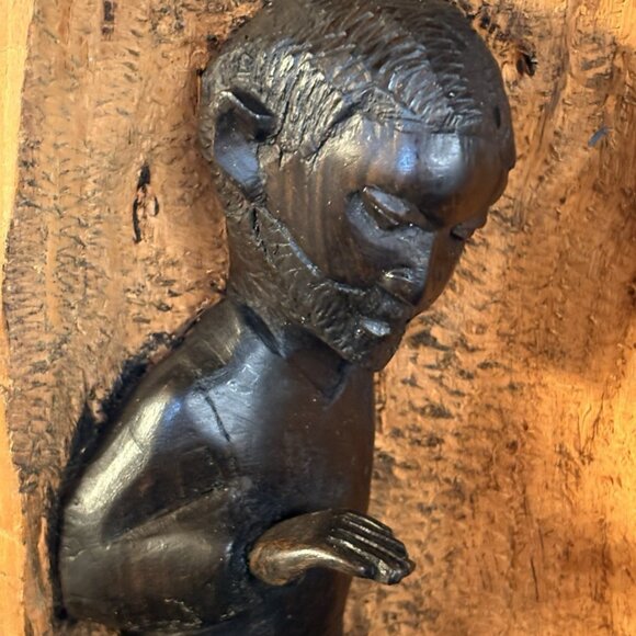 African Wooden Hand Carved Holy Family Makonde Ebony Sculpture Nativity 10x8” - Picture 2 of 9